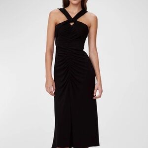 Diane von Furstenberg Neely Ruched Cutout Jersey Midi Dress in Black